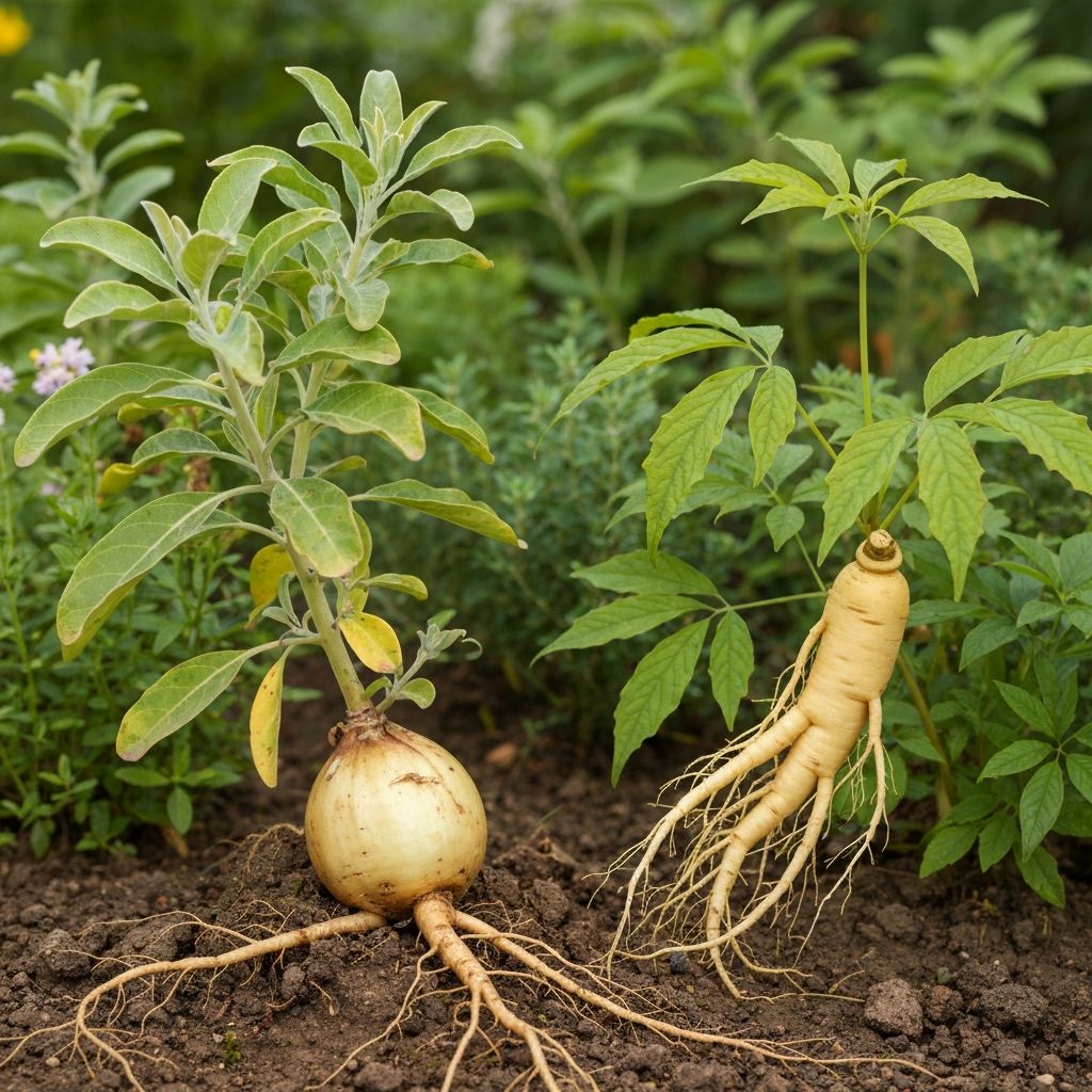 Medicinal herb plants growing in garden